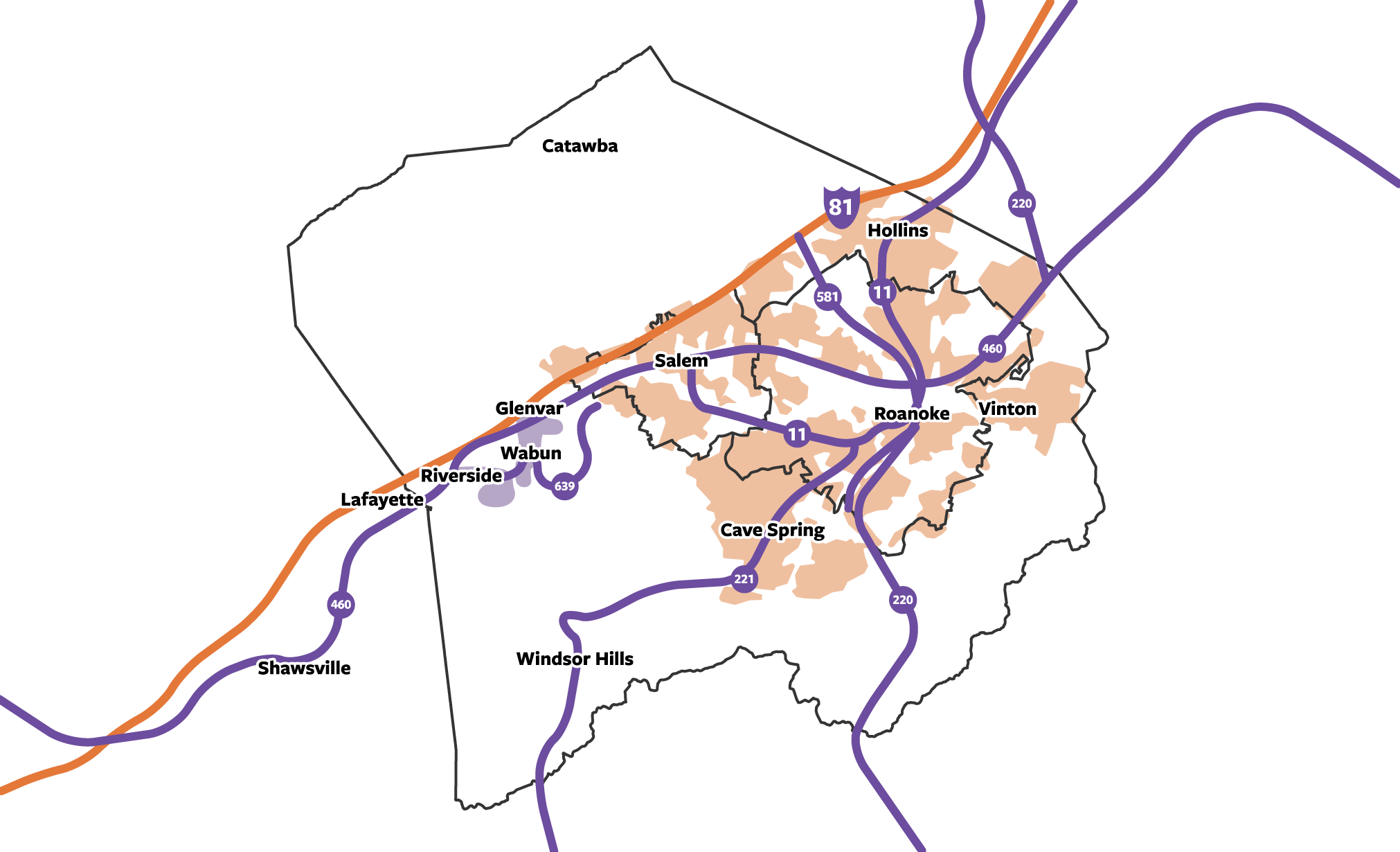 Roanoke VA Map