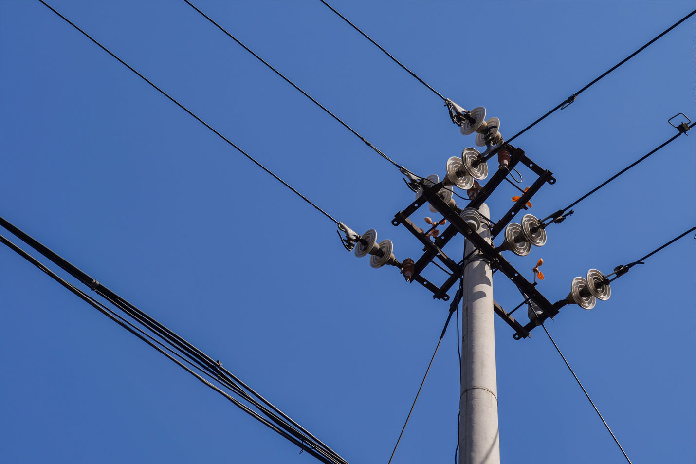 Fiber connection points on a utility line