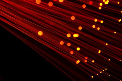 Exposed Fiber-Optic Internet cables made up of thin strands of glass or plastic.
