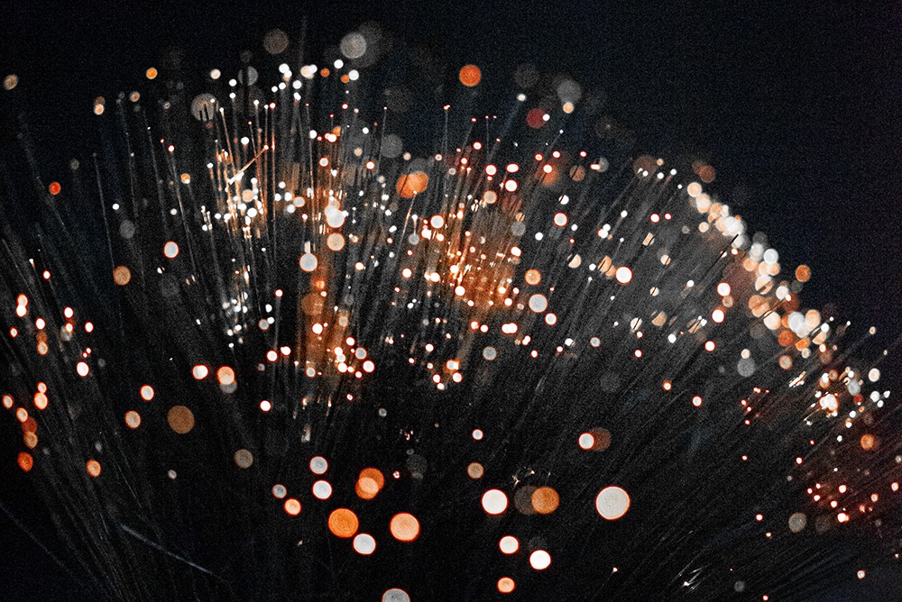 A closeup of Fiber-Optic cables used to establish an Internet connection.