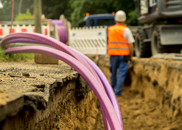 Construction crew building fiber