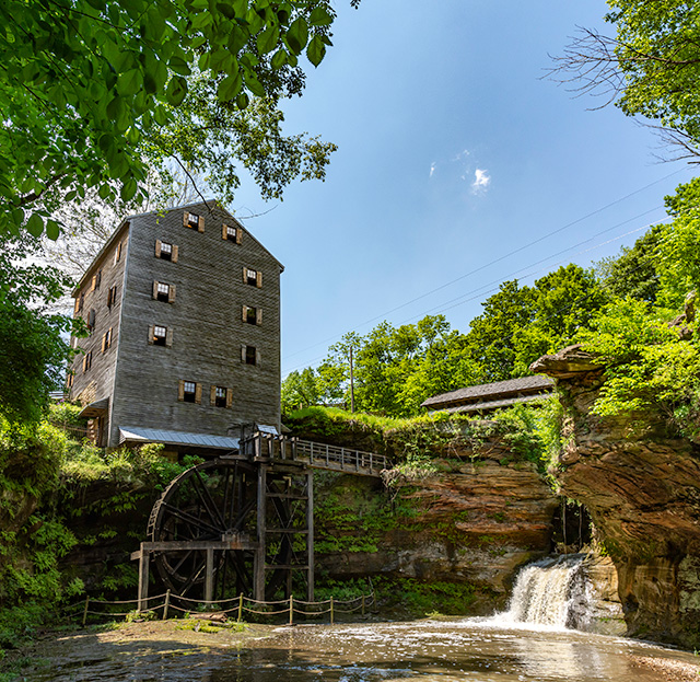Scenic view of waterfall and flowing water in Lancaster Ohio